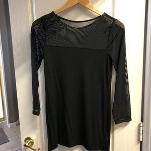 Express black solid and sheer top